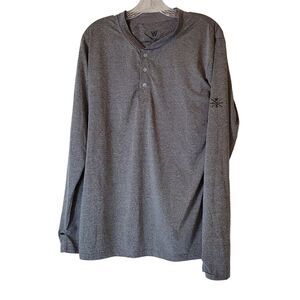 Warriors and Scholars Mens Henley Shirt  Medium Gray Long Sleeve Activewear